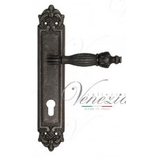 Ручка дверная на планке под цилиндр Venezia Olimpo CYL PL96 античное серебро