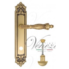 Ручка дверная на планке с фиксатором Venezia Olimpo WC-2 PL96 французское золото + коричневый