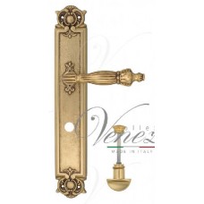 Ручка дверная на планке с фиксатором Venezia Olimpo WC-2 PL97 французское золото + коричневый