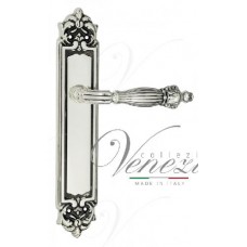 Ручка дверная на планке проходная Venezia Olimpo PL96 натуральное серебро + черный