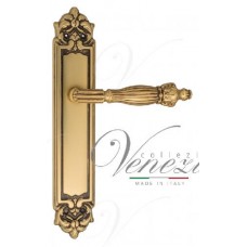 Ручка дверная на планке проходная Venezia Olimpo PL96 французское золото + коричневый