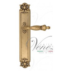 Ручка дверная на планке проходная Venezia Olimpo PL97 французское золото + коричневый