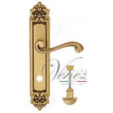 Ручка дверная на планке с фиксатором Venezia Vivaldi WC-2 PL96 французское золото + коричневый