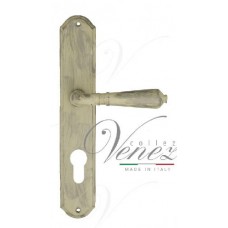 Ручка дверная на планке под цилиндр Venezia ART Vignole CYL PL02 слоновая кость + серебро