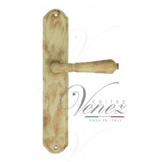Ручка дверная на планке с фиксатором Venezia ART Vignole WC-1 PL02 слоновая кость + медь