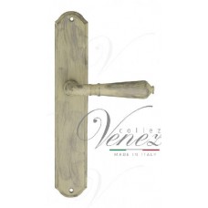 Ручка дверная на планке с фиксатором Venezia ART Vignole WC-1 PL02 слоновая кость + серебро
