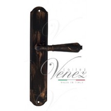 Ручка дверная на планке с фиксатором Venezia ART Vignole WC-1 PL02 черная + медь