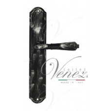 Ручка дверная на планке проходная Venezia ART Vignole PL02 черная + серебро