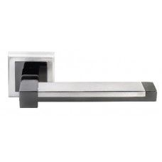 Ручка дверная на квадратной розетке Morelli DIY MH-39 SN/BN-S Sanibell Белый никель/черный никель